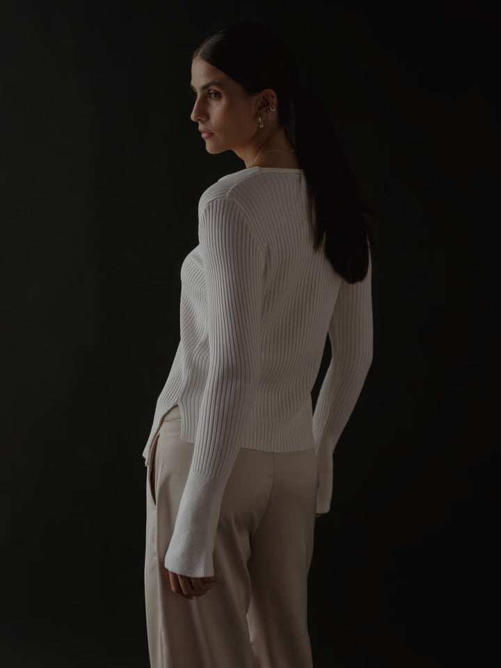 Cárdigan Tejido Color Crudo Para Mujer | One Half