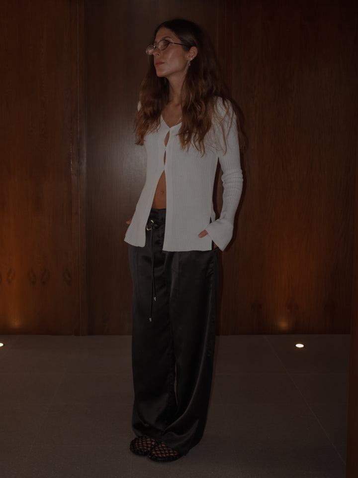 Cárdigan Tejido Color Crudo Para Mujer | One Half