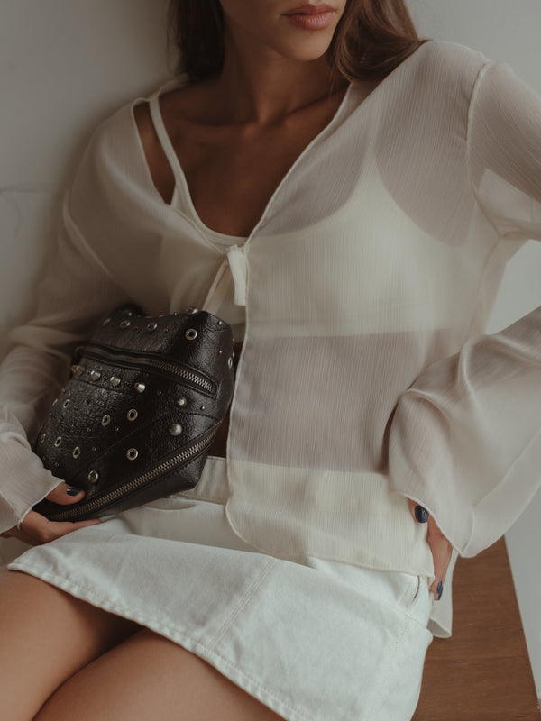 SHEER TIE CARDIGAN - SOFT WHITE