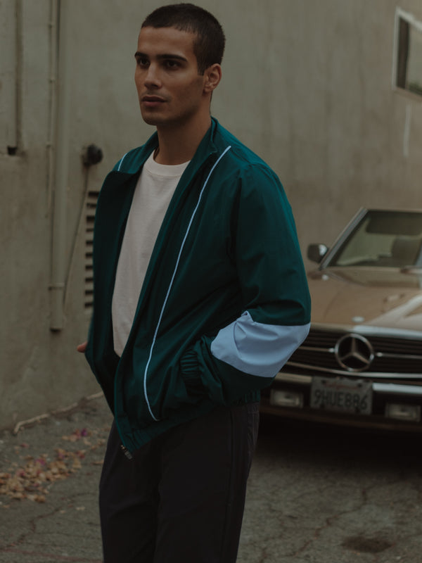 COLOUR BLOCKING JACKET - GREEN & BABY BLUE