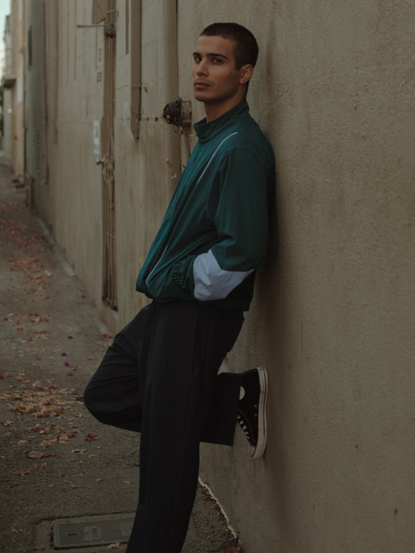 COLOUR BLOCKING JACKET - GREEN & BABY BLUE