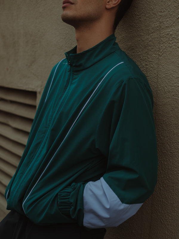 COLOUR BLOCKING JACKET - GREEN & BABY BLUE