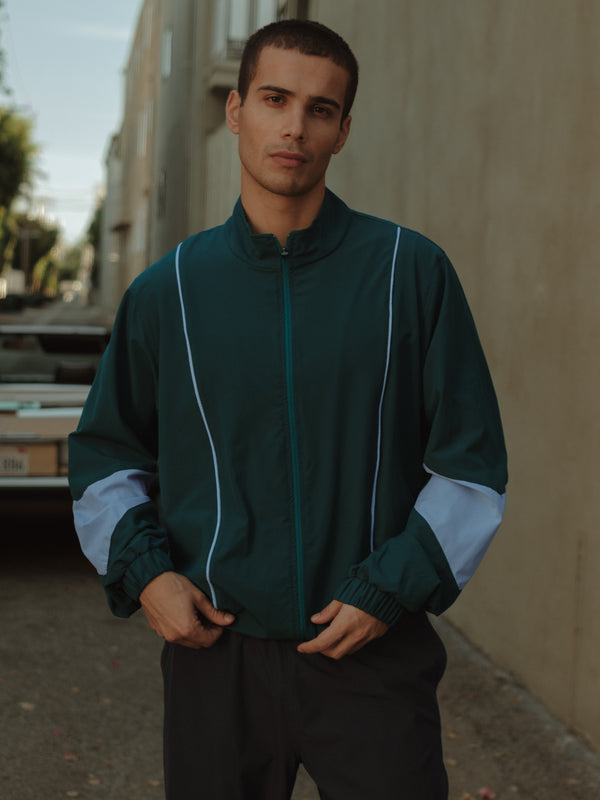 COLOUR BLOCKING JACKET - GREEN & BABY BLUE