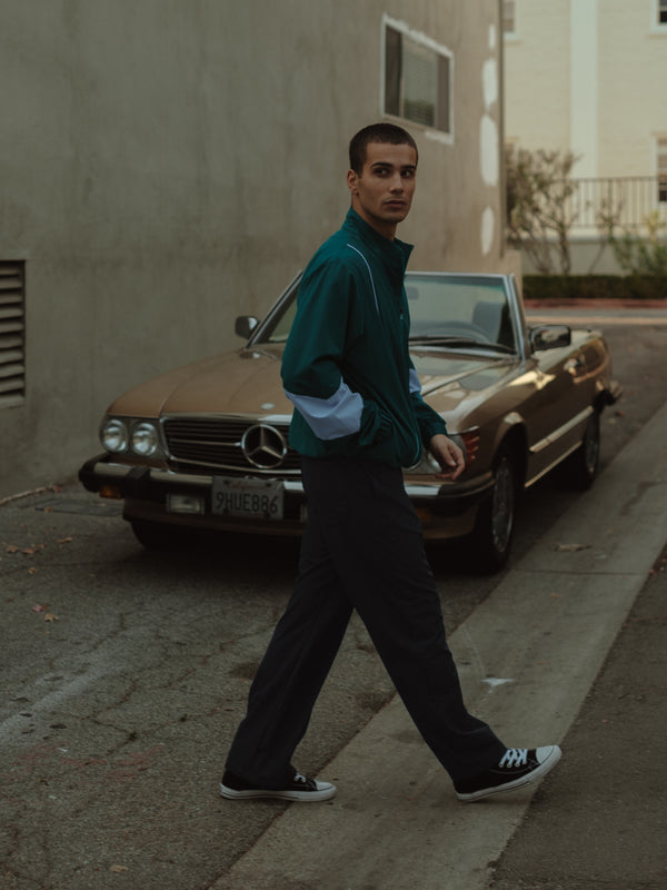 COLOUR BLOCKING JACKET - GREEN & BABY BLUE