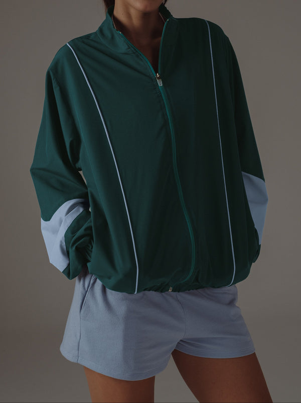 COLOUR BLOCKING JACKET - GREEN & BABY BLUE