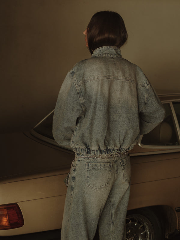 DENIM BOMBER JACKET - SUNBLEACHED