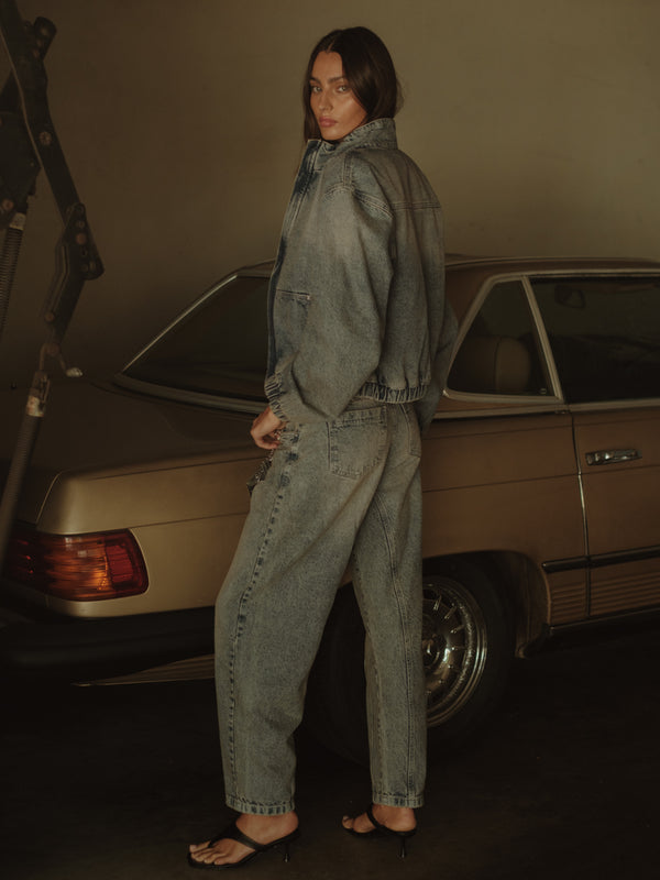 DENIM BOMBER JACKET - SUNBLEACHED