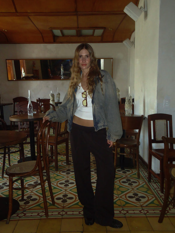 DENIM BOMBER JACKET - SUNBLEACHED