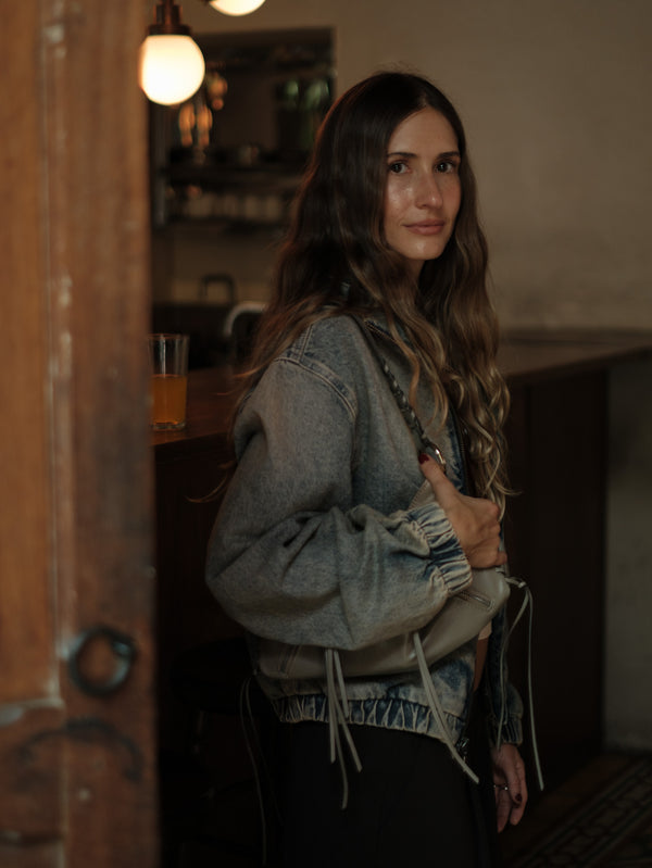 DENIM BOMBER JACKET - SUNBLEACHED