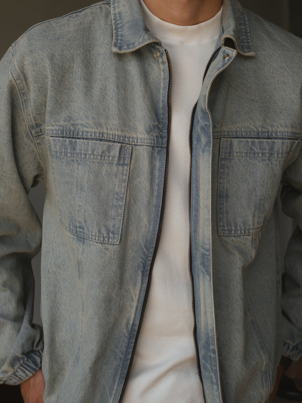 PANELLED DENIM JACKET  - 80'S LIGHT BLUE