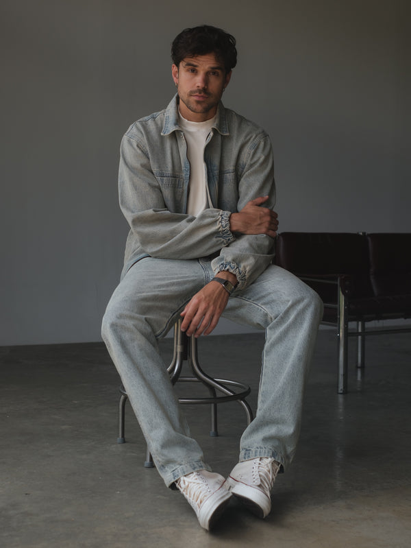 PANELLED DENIM JACKET  - 80'S LIGHT BLUE