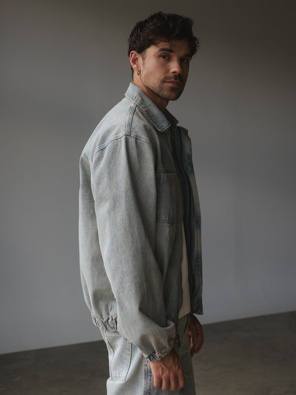 PANELLED DENIM JACKET  - 80'S LIGHT BLUE
