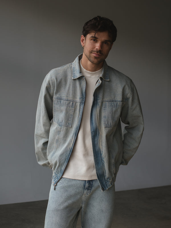 PANELLED DENIM JACKET  - 80'S LIGHT BLUE