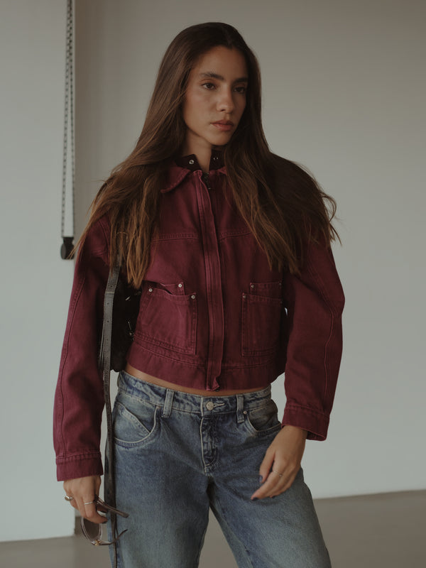 RENEW DENIM JACKET - VINTAGE BURGUNDY