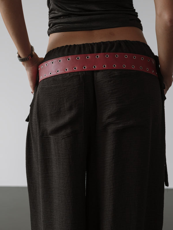 OFFSET ASYMMETRIC BELT - RED WINE