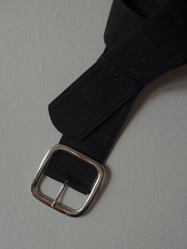 SUEDE BIG BELT - BLACK
