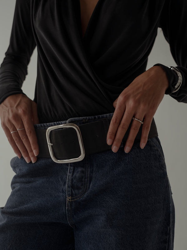 SUEDE BIG BELT - BLACK