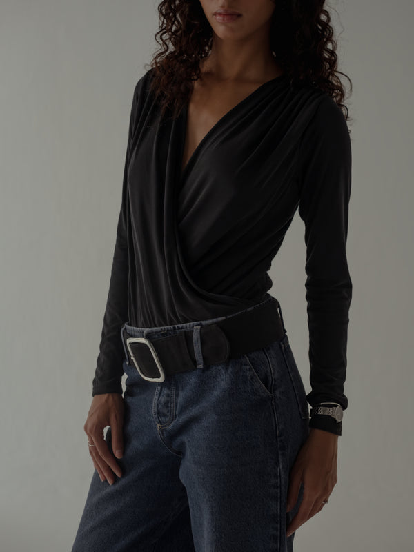 SUEDE BIG BELT - BLACK