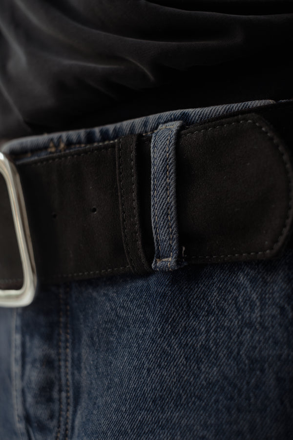 SUEDE BIG BELT - BLACK