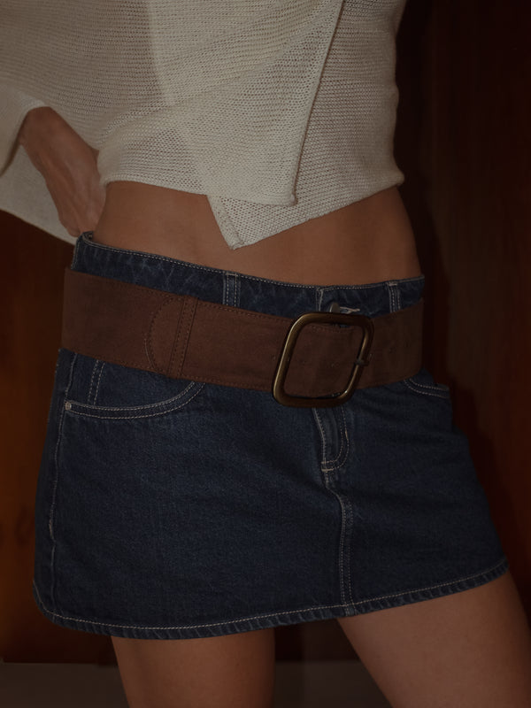 SUEDE BIG BELT - SEPIA