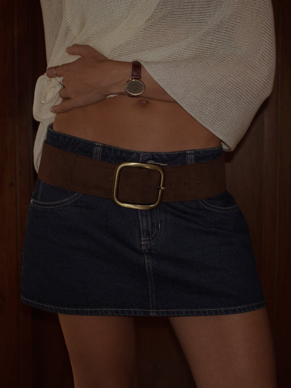 SUEDE BIG BELT - SEPIA