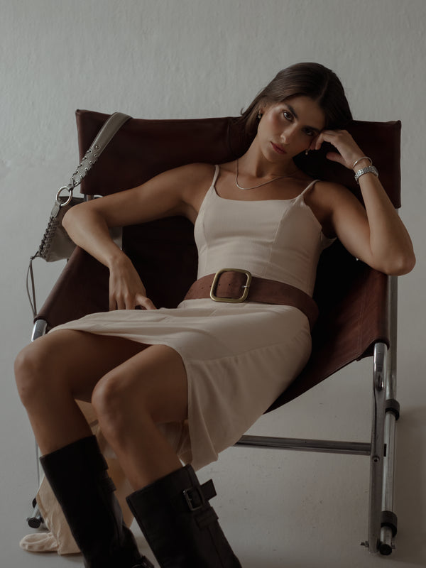 SUEDE BIG BELT - SEPIA