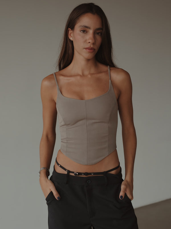 BACK LACE CORSET - ASH