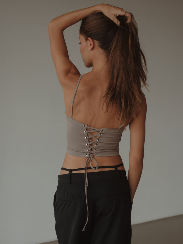 BACK LACE CORSET - ASH