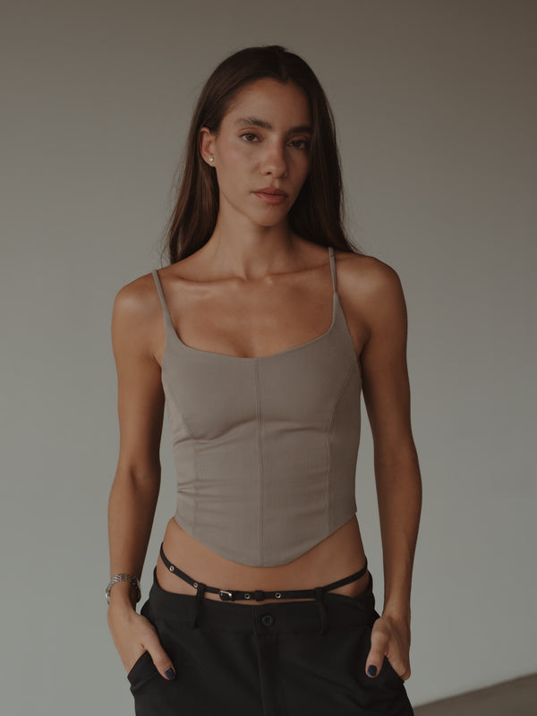 BACK LACE CORSET - ASH