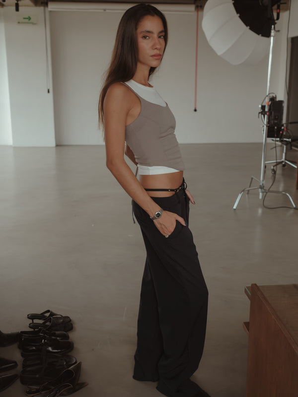 BACK LACE CORSET - ASH