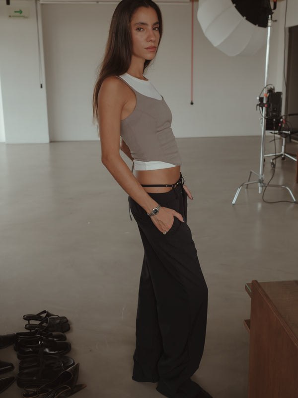 BACK LACE CORSET - ASH