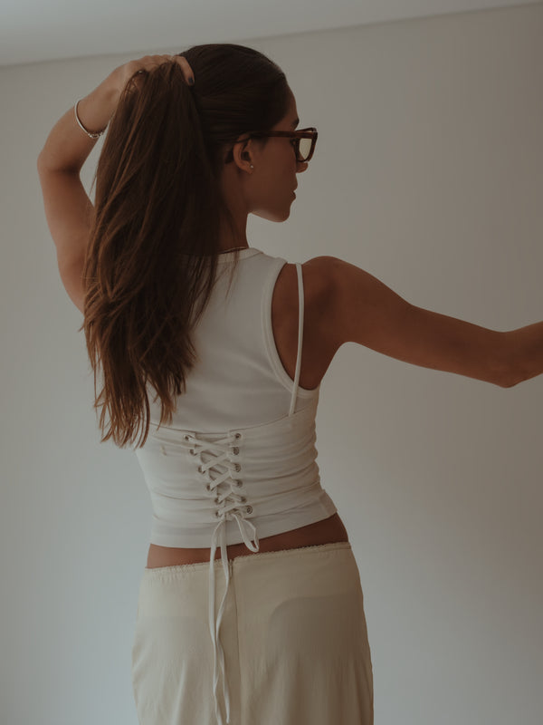 BACK LACE CORSET - SOFT WHITE