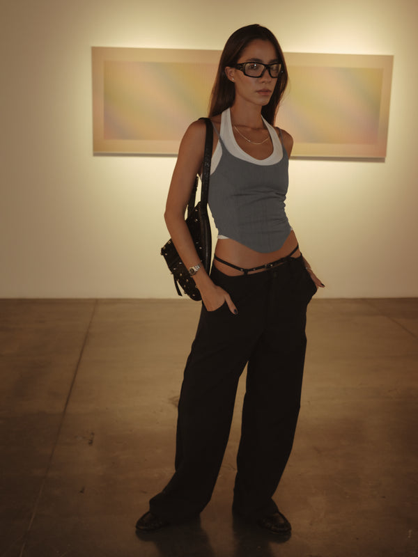 BACK LACE CORSET - GRAY