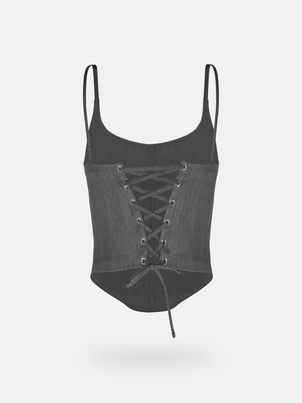 BACK LACE CORSET - GRAY