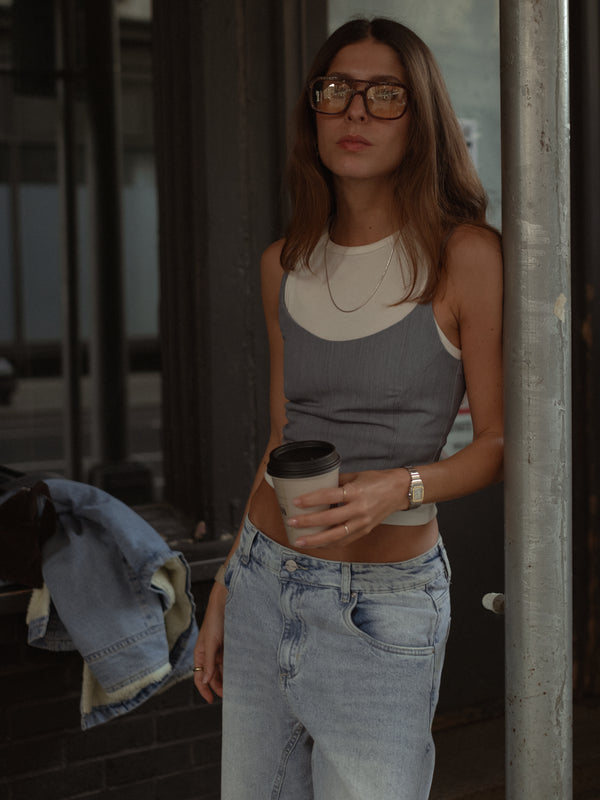 BACK LACE CORSET - GRAY