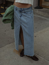 LONG DENIM SKIRT - MEDIUM LIGHT BLUE
