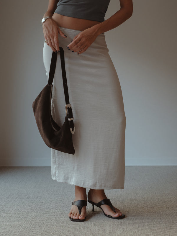 SOFT LONG SKIRT - GRAY