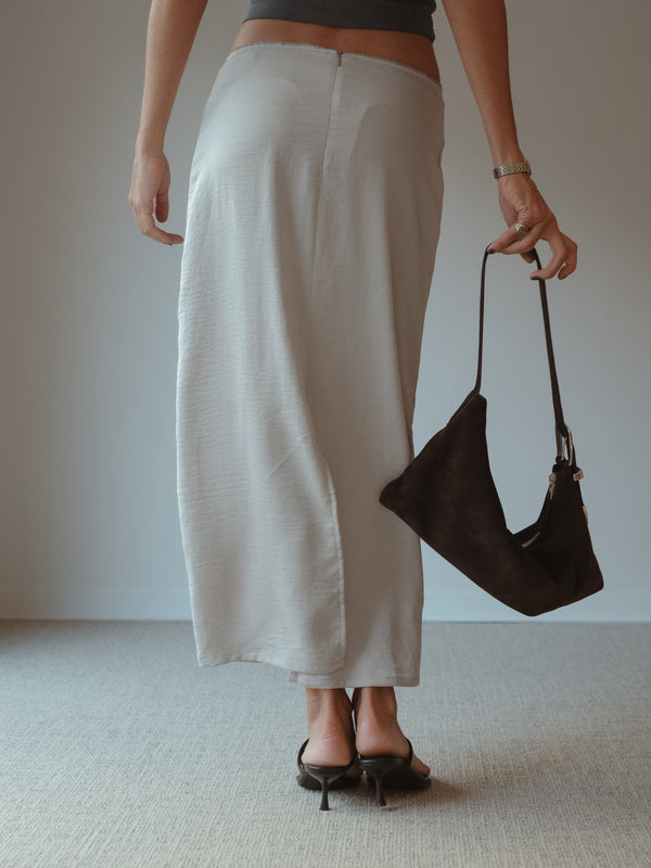 SOFT LONG SKIRT - GRAY