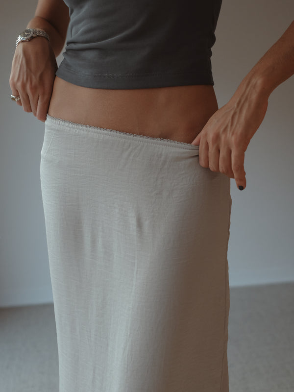 SOFT LONG SKIRT - GRAY