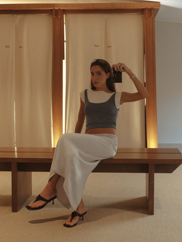 SOFT LONG SKIRT - GRAY