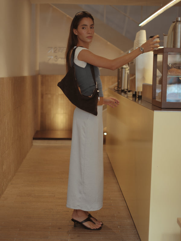 SOFT LONG SKIRT - GRAY