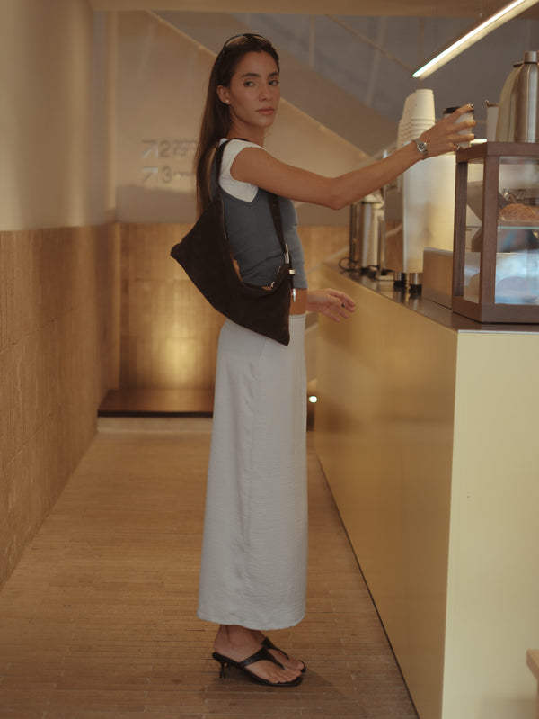 SOFT LONG SKIRT - GRAY