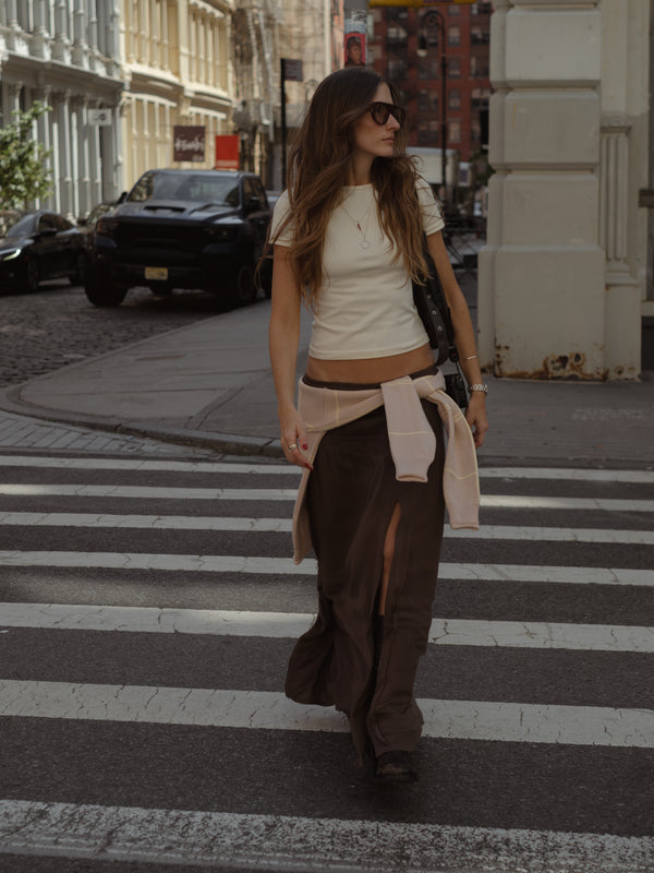 BOHO MAXI SKIRT - BROWN