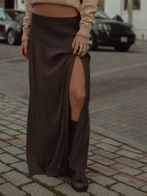 BOHO MAXI SKIRT - BROWN