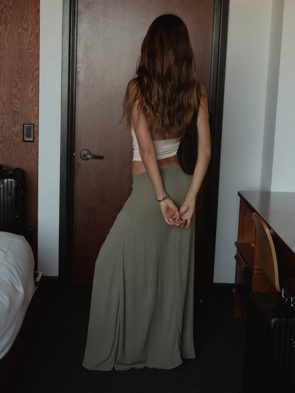 BOHO MAXI SKIRT - OLIVE