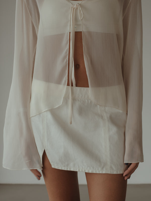 DENIM MINI SKIRT - SOFT WHITE
