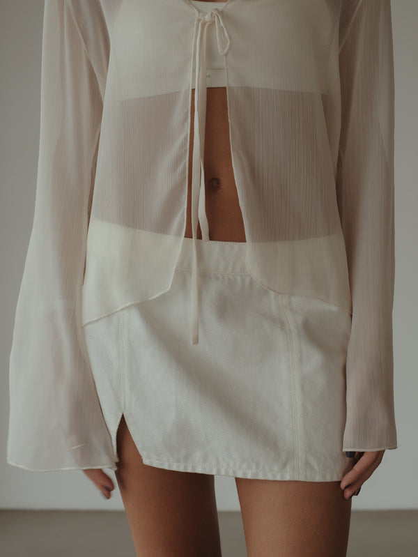 DENIM MINI SKIRT - SOFT WHITE