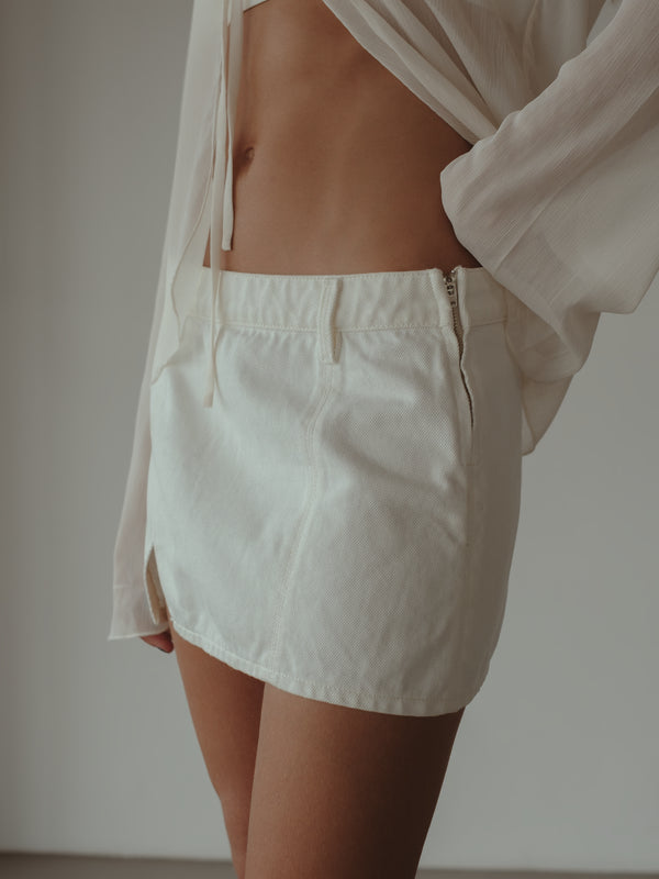 DENIM MINI SKIRT - SOFT WHITE