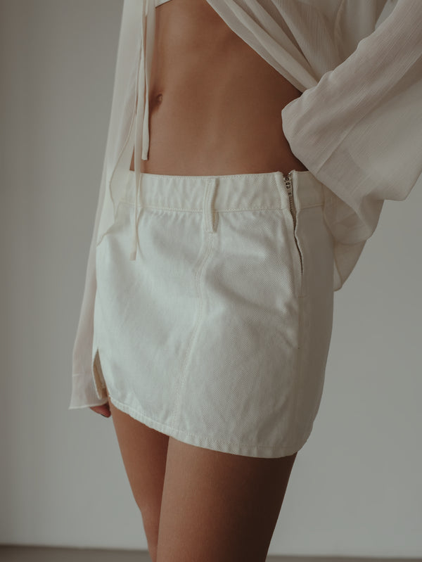 DENIM MINI SKIRT - SOFT WHITE