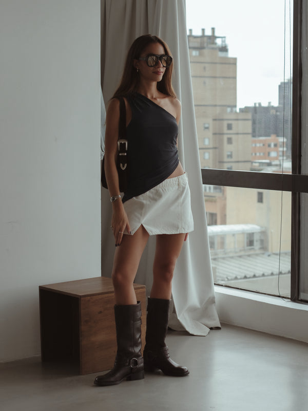 DENIM MINI SKIRT - SOFT WHITE